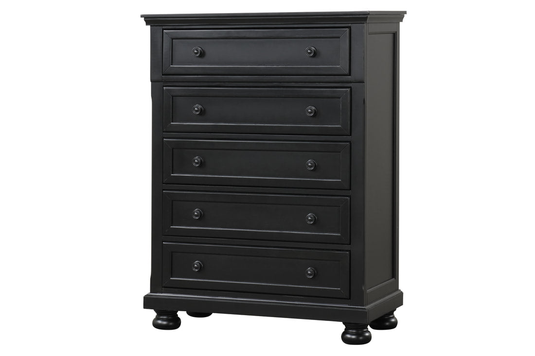 5pcs or 4pcs Magnolia30 Black Wood Finish Bedroom Set