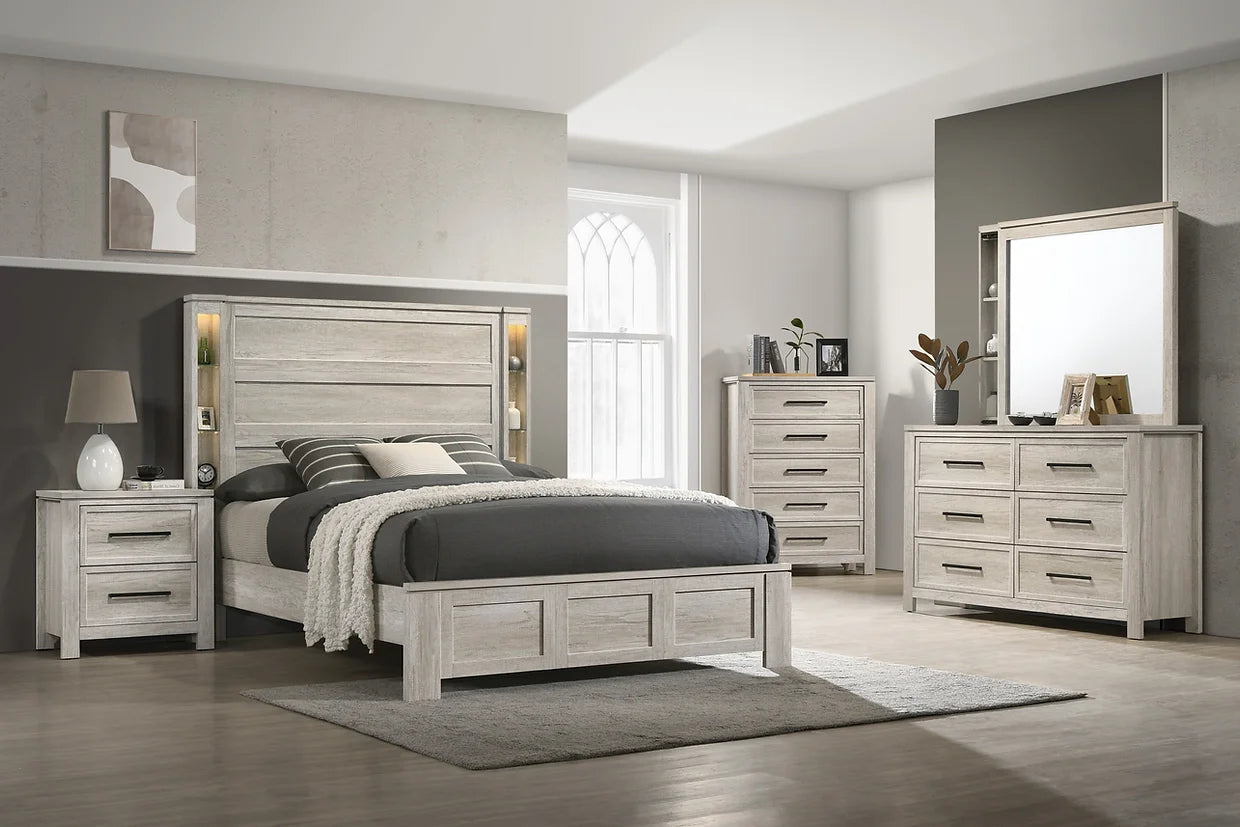 5pcs B2250 Mariana White-Wash Finish Bedroom Set