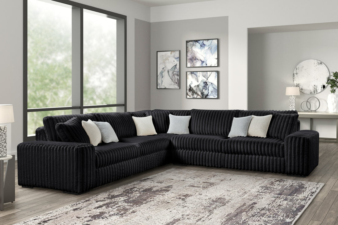 Marshmallow Black Fabric Oversized Sectional