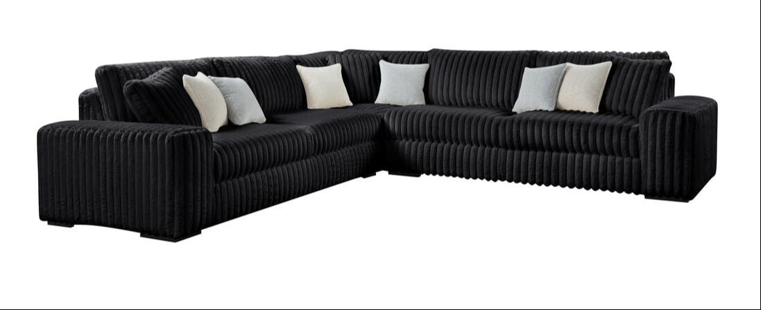 Marshmallow Black Fabric Oversized Sectional