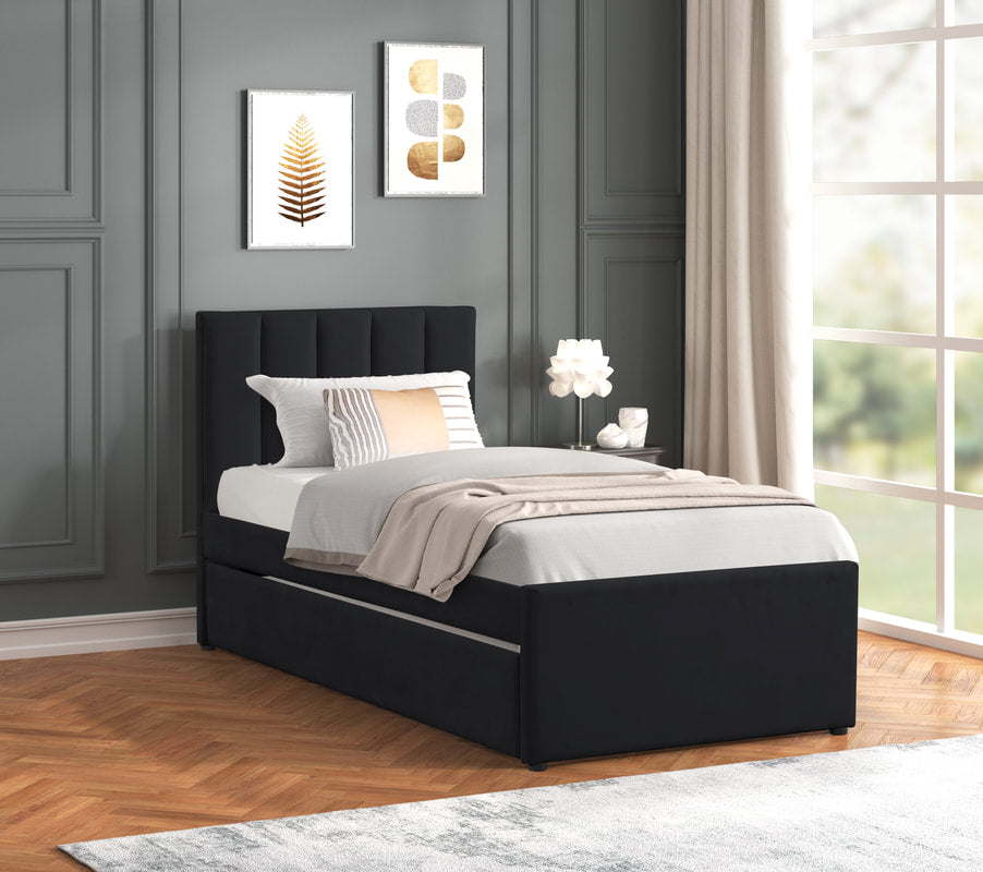 Maya Black Twin Platform Bed with Trundle