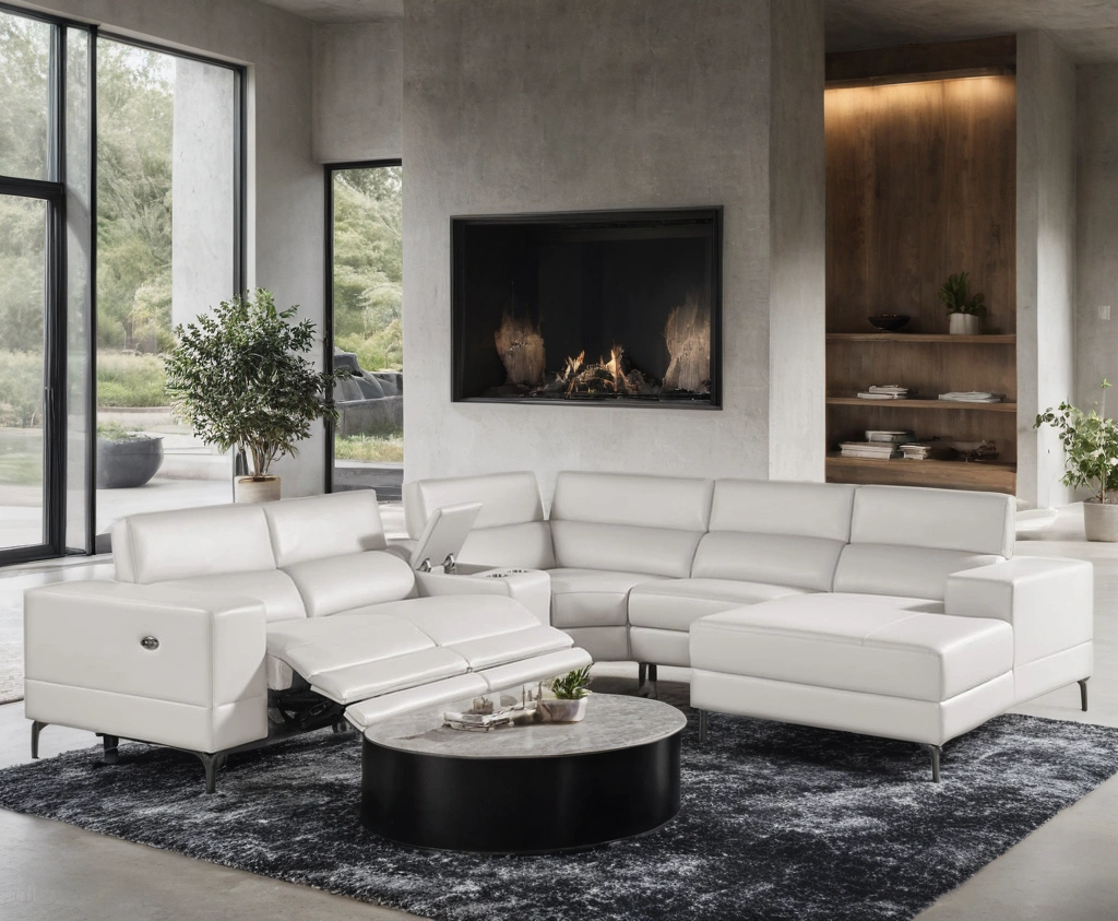 Milano Pearl Leather Power Reclining Sectional