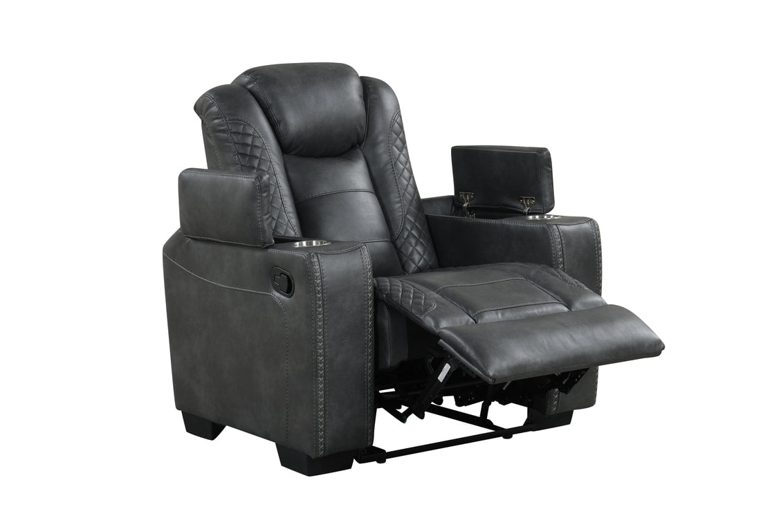 3pcs STEFANO30 Grey Leather Gel Reclining Set
