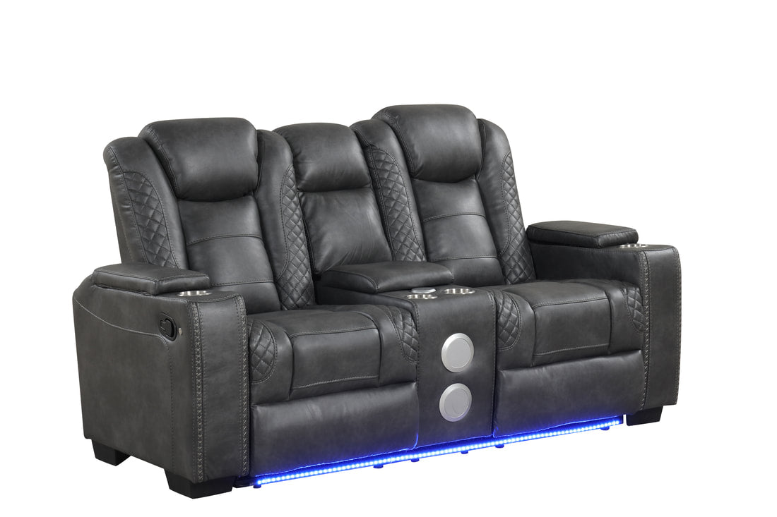 3pcs STEFANO30 Grey Leather Gel Reclining Set