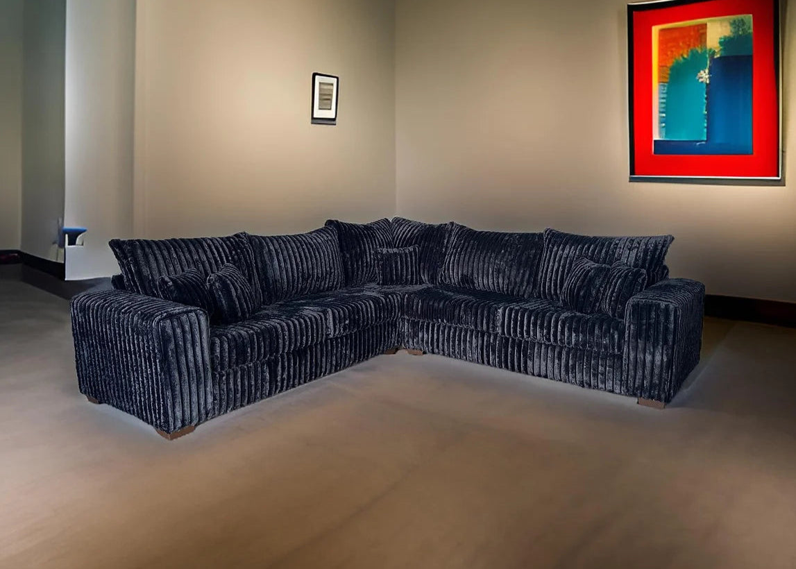 Noah Black Thick Corduroy Oversized Sectional