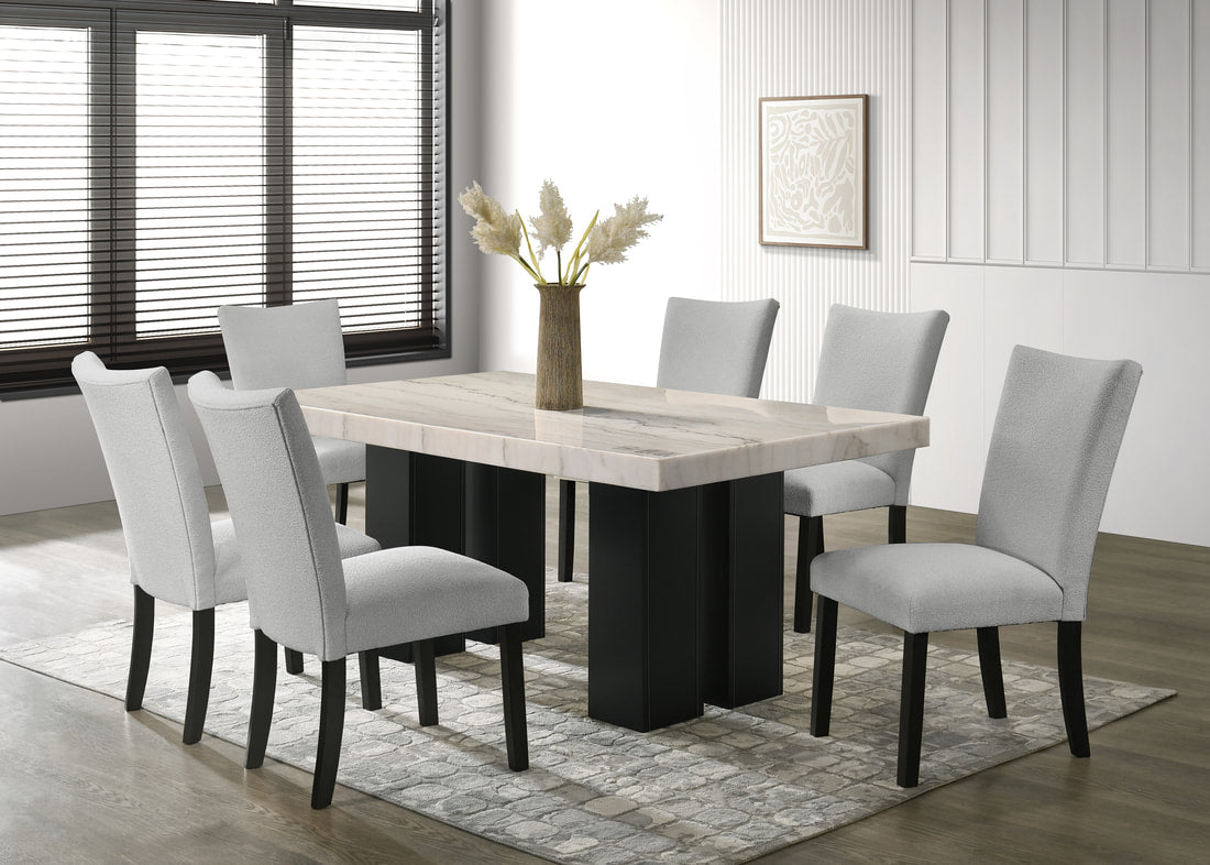 Nola10 Grey Genuine Marble Dining Set