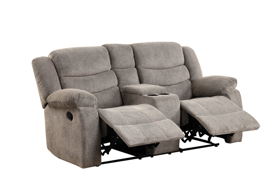 3pcs Warm Grey Fabric Reclining Sofa Set