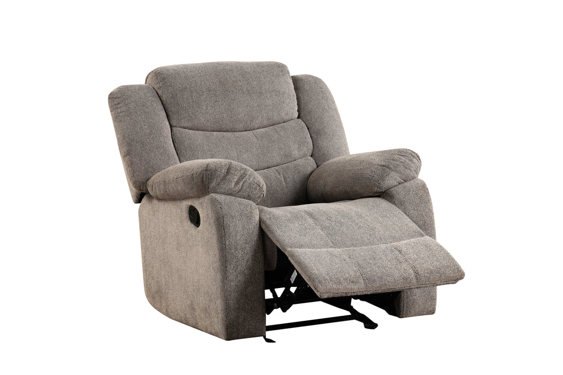 3pcs Warm Grey Fabric Reclining Sofa Set