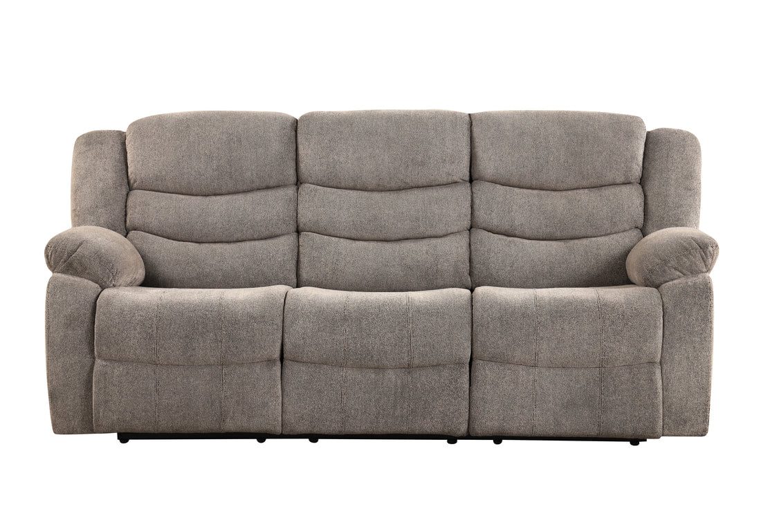 3pcs Warm Grey Fabric Reclining Sofa Set