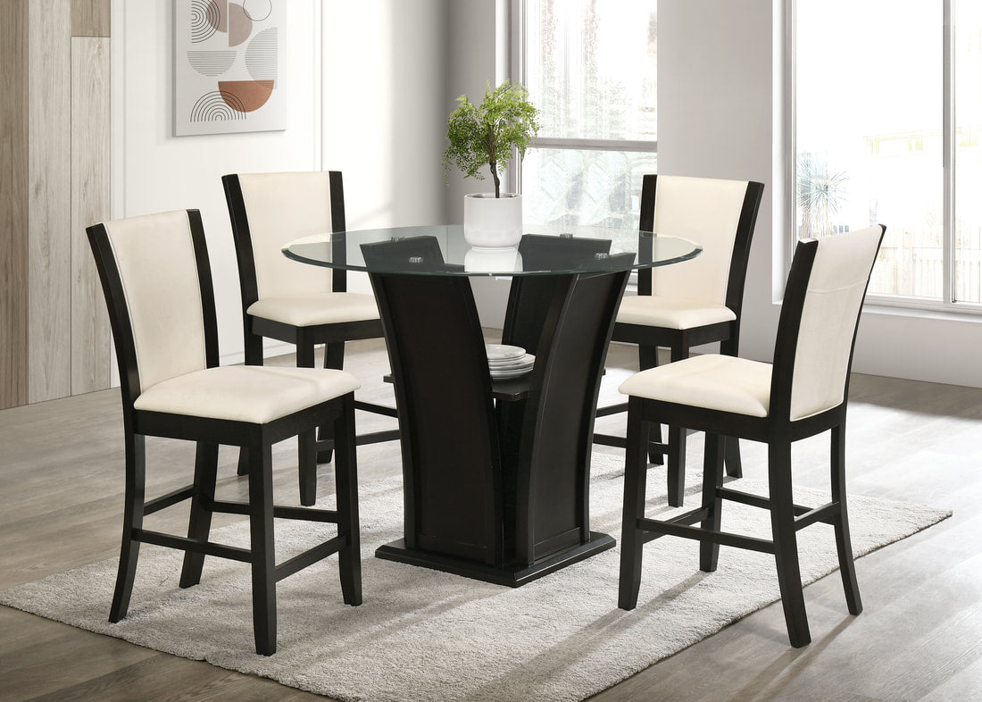 5pcs Orlando Glass Top White Dining Set