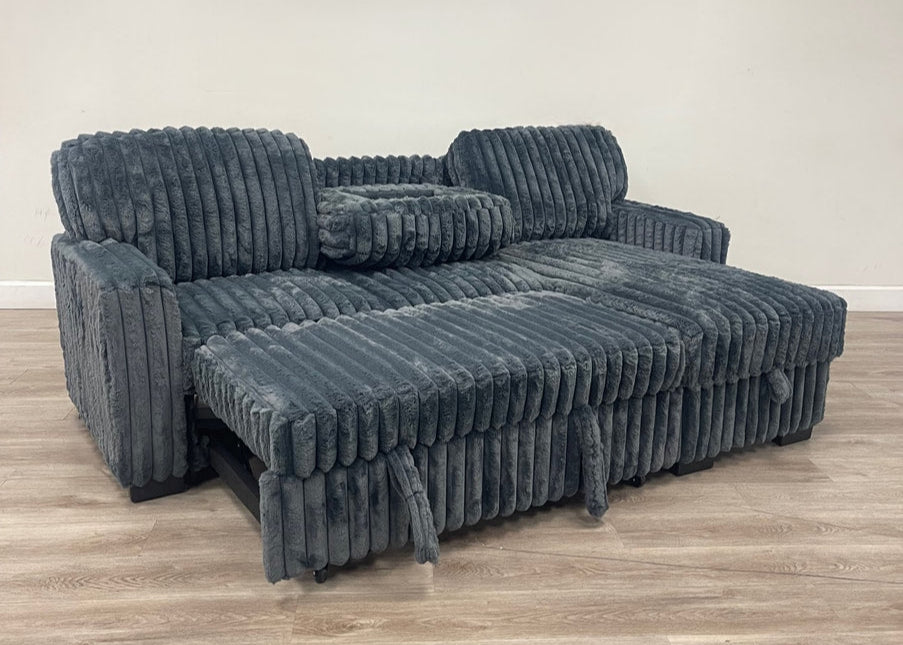 Poland Charcoal Reversible Sectional With Pull-Out Bed