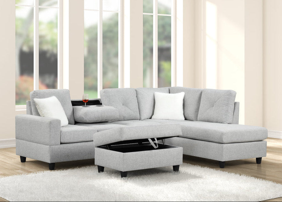 Rocket Grey Linen Reversible Sectional