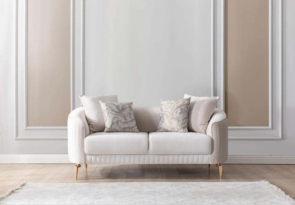 Angela Ivory Velvet Sofa & Loveseat
