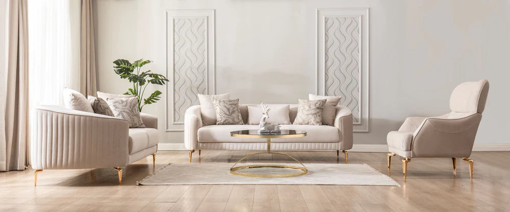 Angela Ivory Velvet Sofa & Loveseat