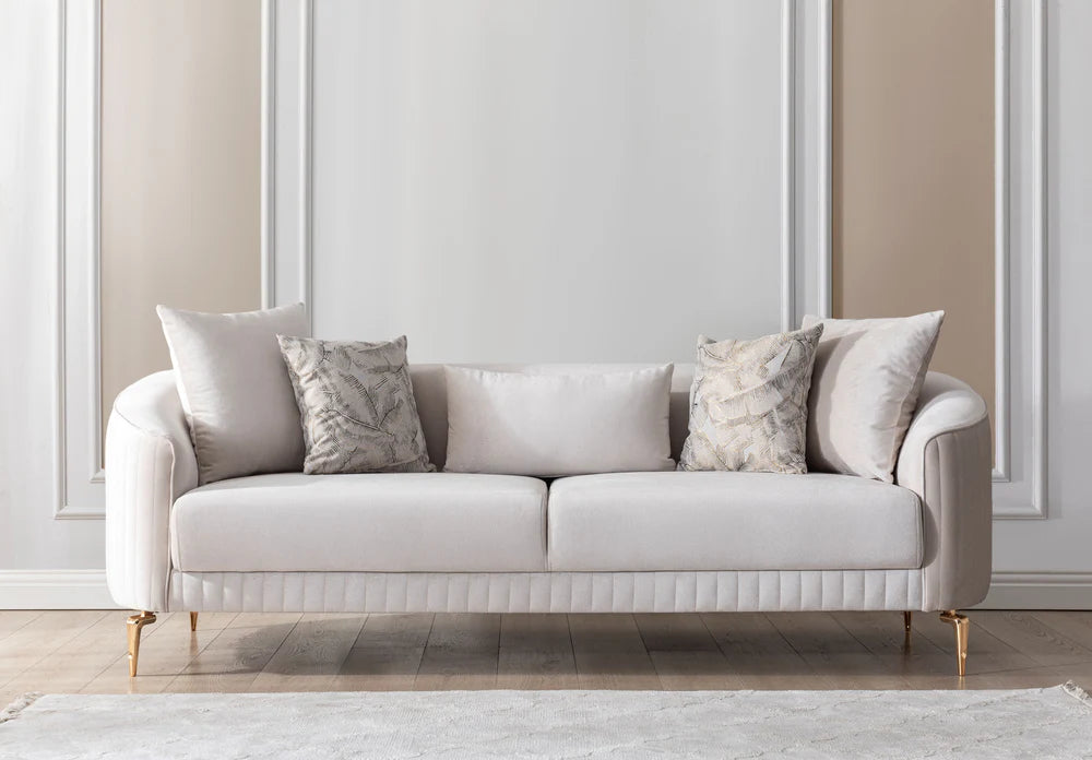 Angela Ivory Velvet Sofa & Loveseat