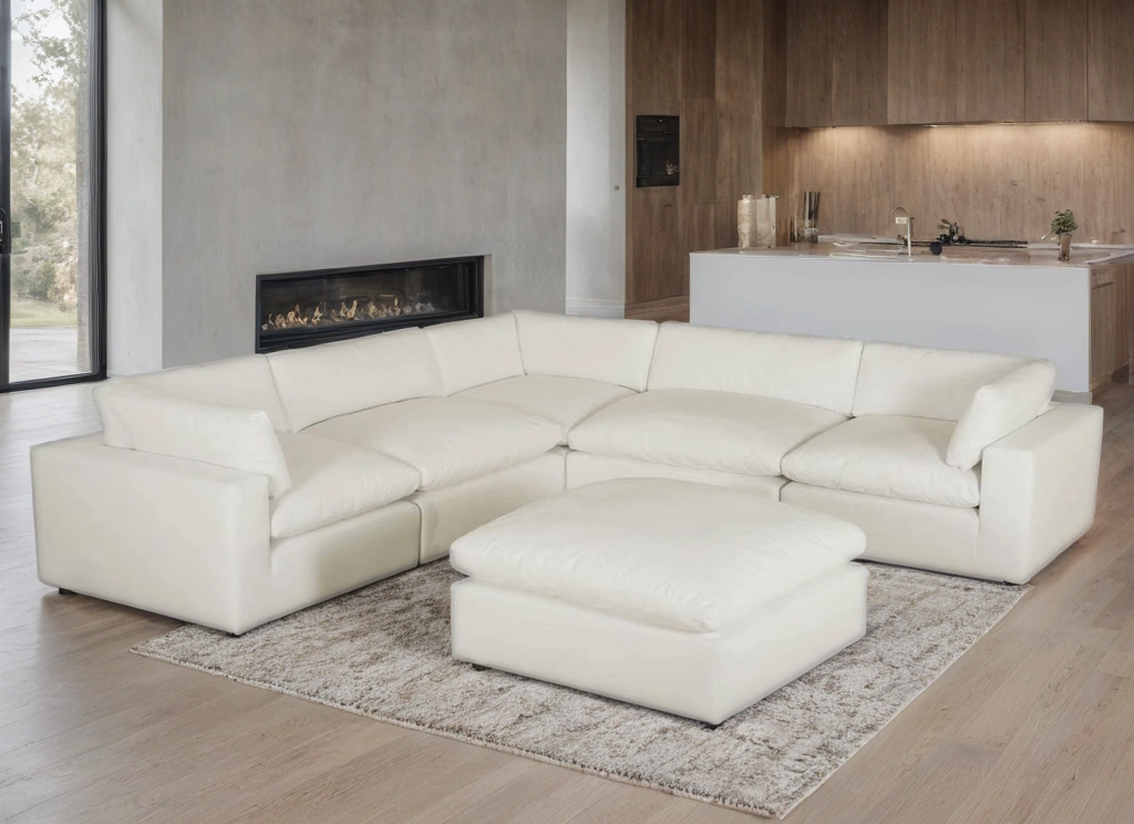 XL Cloud Sand Oversized Sectional & Ottoman