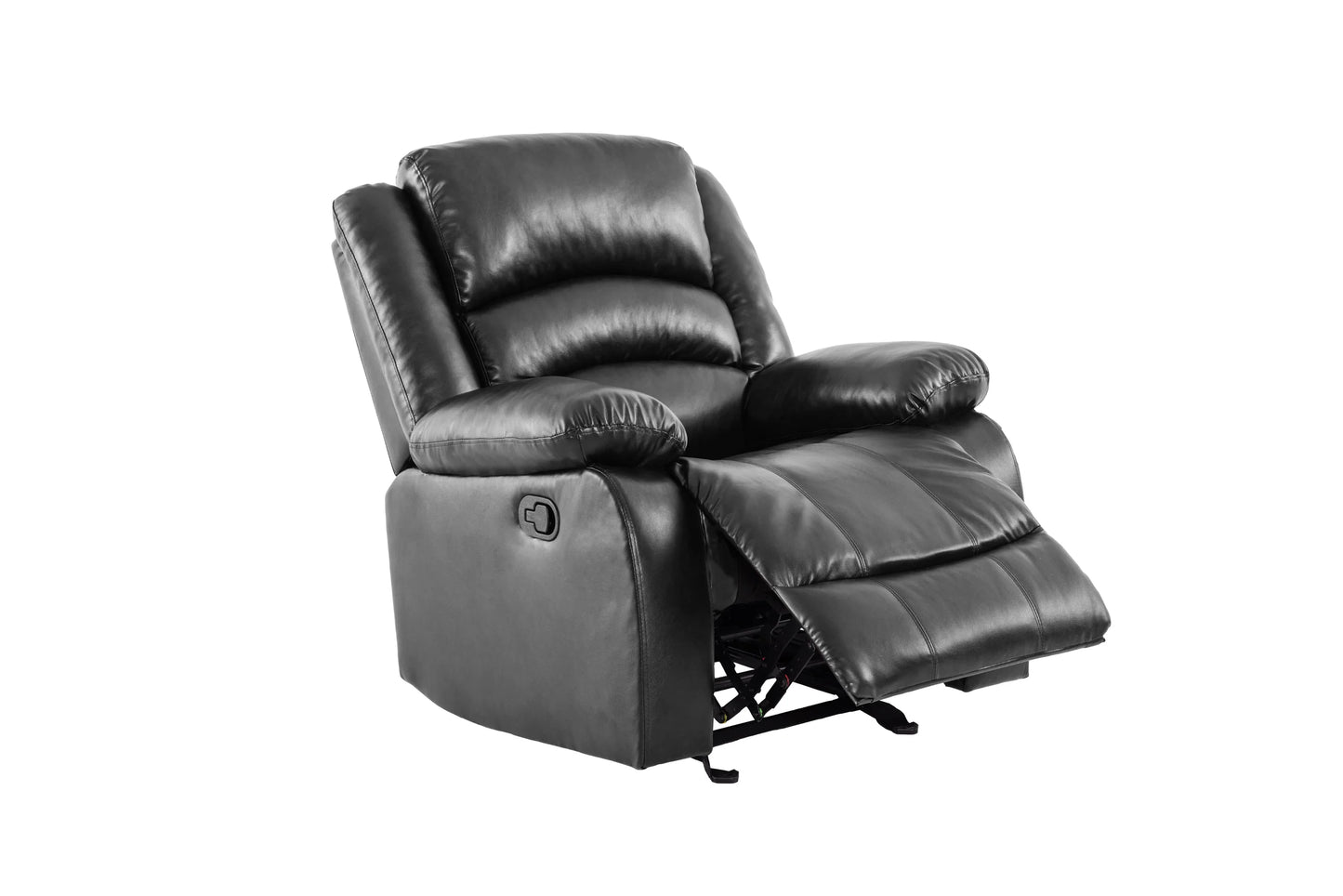 3pcs Dynamo Black Leather Reclining Sofa Set