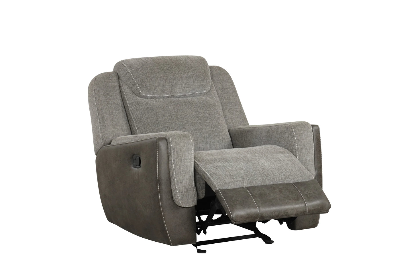 3pcs Lisa Two Tone Grey Fabric Reclining Sofa Set