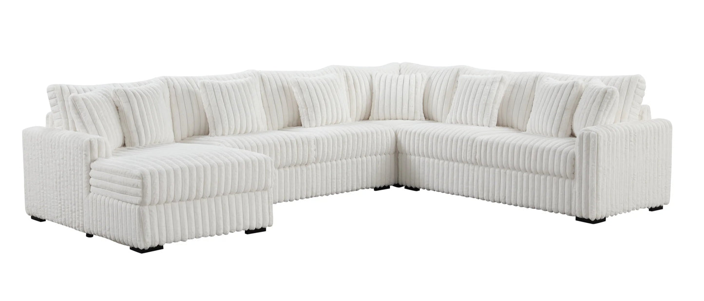 Solana Beige Corduroy Fabric Oversized Sectional