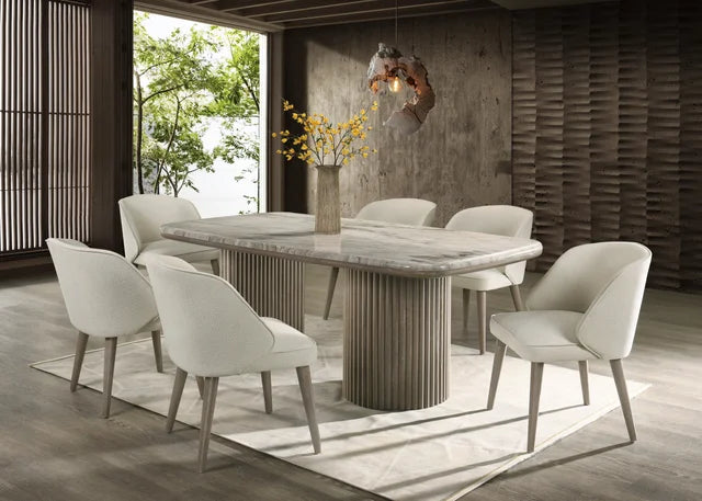 SAMARA - (GENUINE MARBLE) Table & 6-Chairs **NEW ARRIVAL**