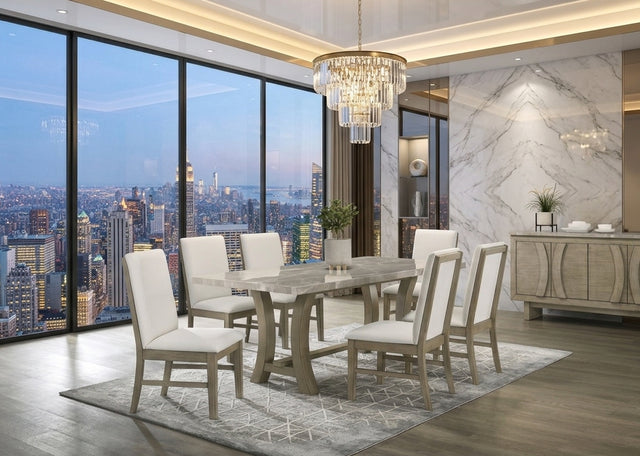 ROCO - (GENUINE MARBLE) Table & 6-Chairs **NEW ARRIVAL**