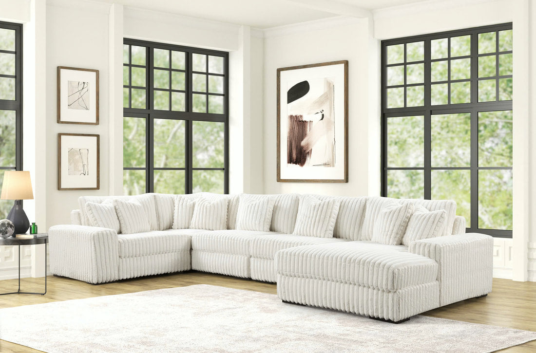 Seasons2 Beige Corduroy Fabric Oversized Sectional