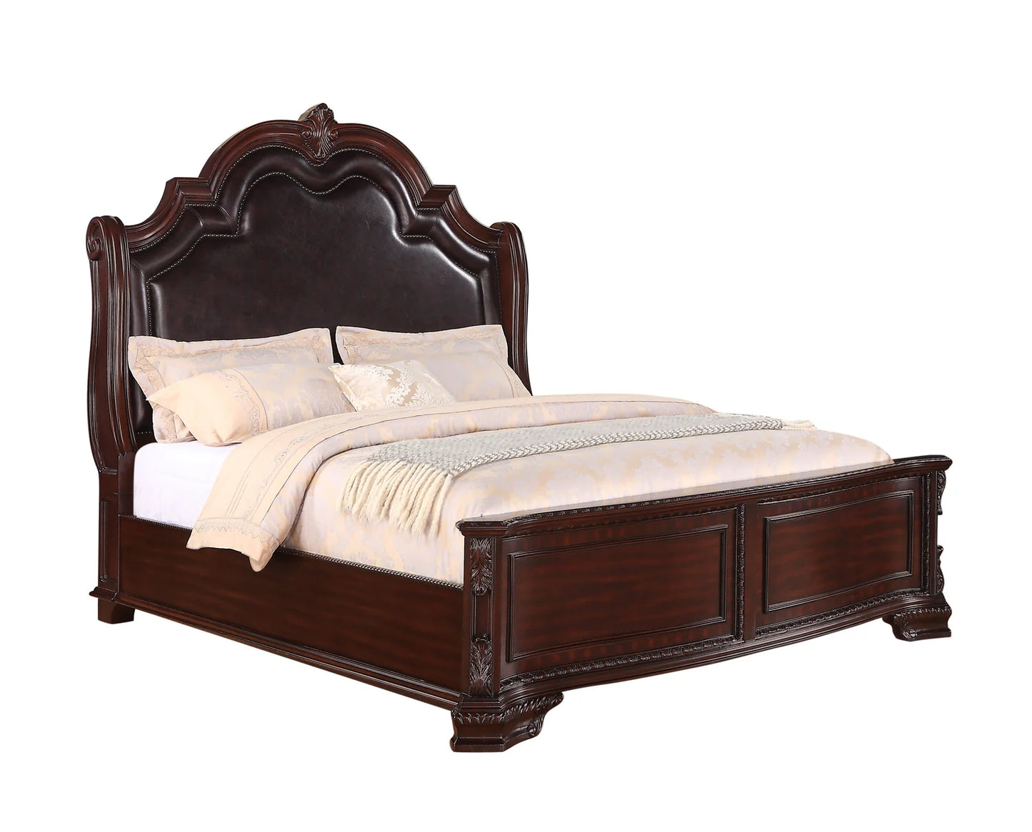 5pcs Sheffield Dark Brown Wood Traditional Style Bedroom Set