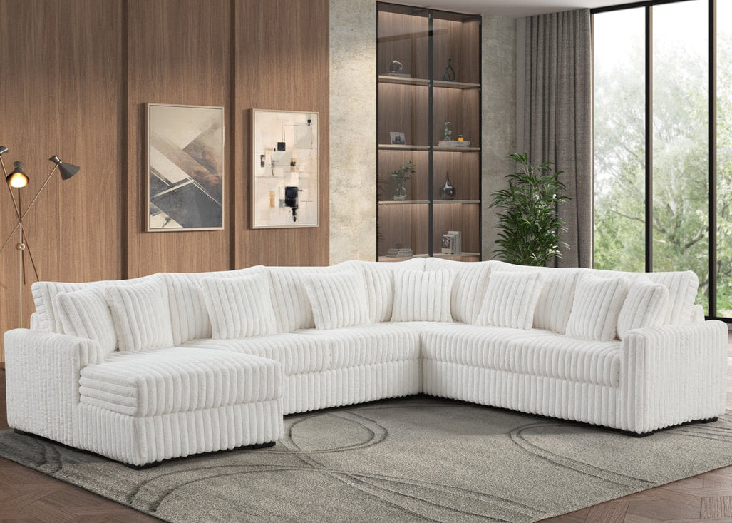 Solana Beige Corduroy Fabric Oversized Sectional
