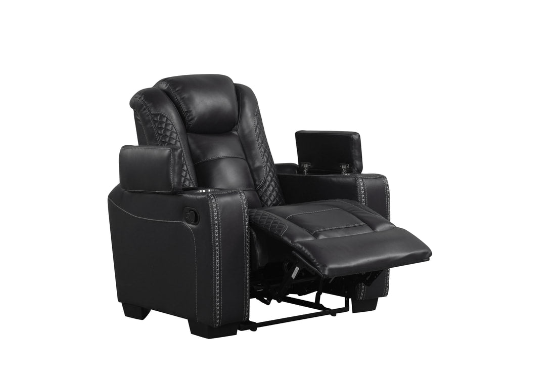 3pcs STEFANO20 Black Leather Gel Reclining Set
