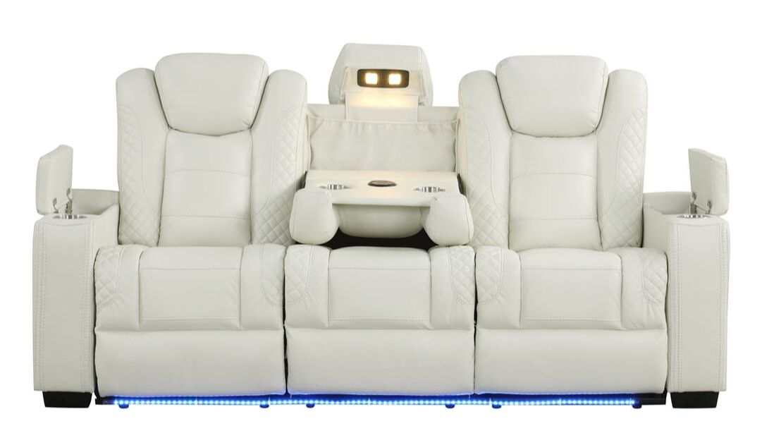 3pcs STEFANO50 White Leather Gel Reclining Set