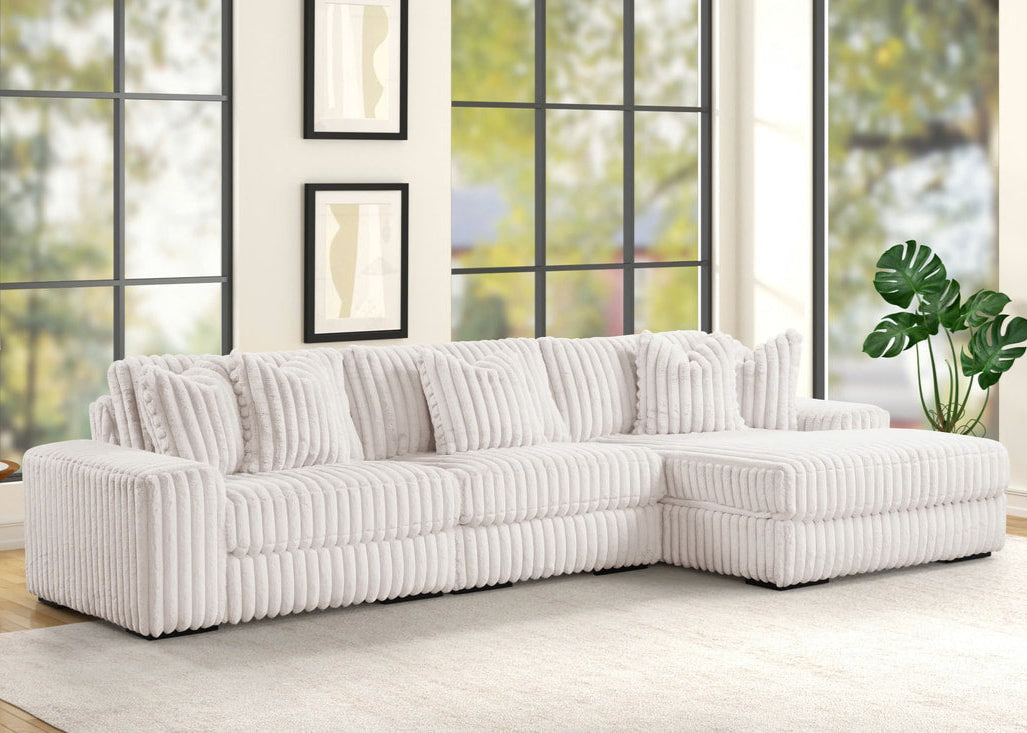 Sunday2 Beige Fabric 3pcs Sectional