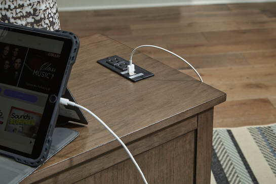 T310-417 Brown Side End Table with USB