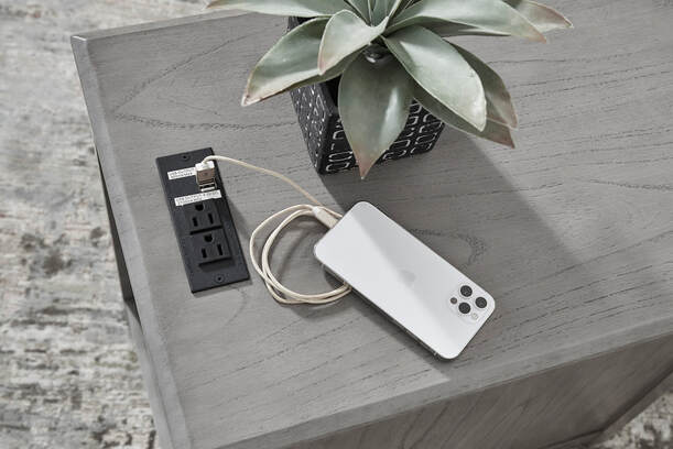 T310-417 Grey Side End Table with USB