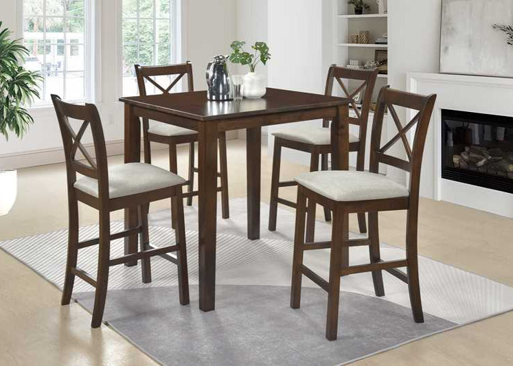 5pcs Tahoe Beige Wood Finish Pub Dining Set