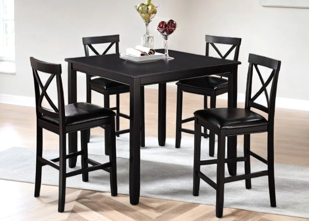 5pcs Tahoe Cappuccino Wood Finish Pub Dining Set