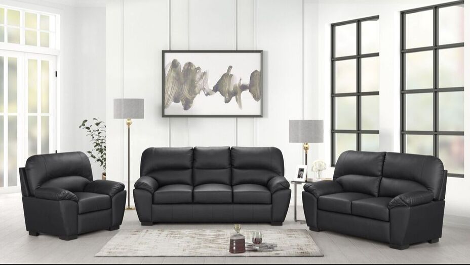 3pcs or 2pcs Tiffany Black Sofa, Loveseat & Chair Set