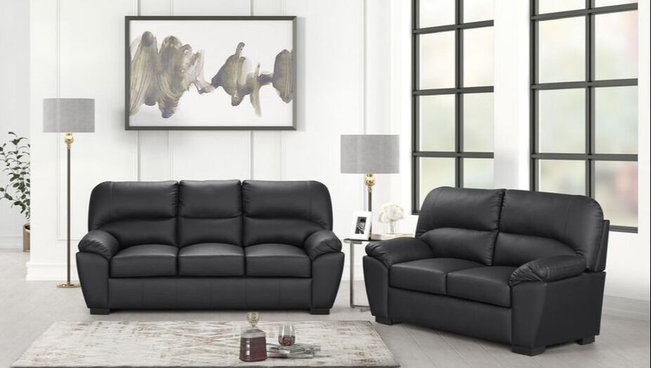 3pcs or 2pcs Tiffany Black Sofa, Loveseat & Chair Set