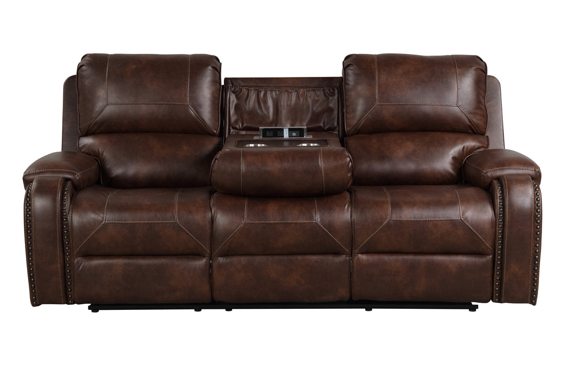 3pcs Titan Brown Leather Gel Oversized Reclining Set