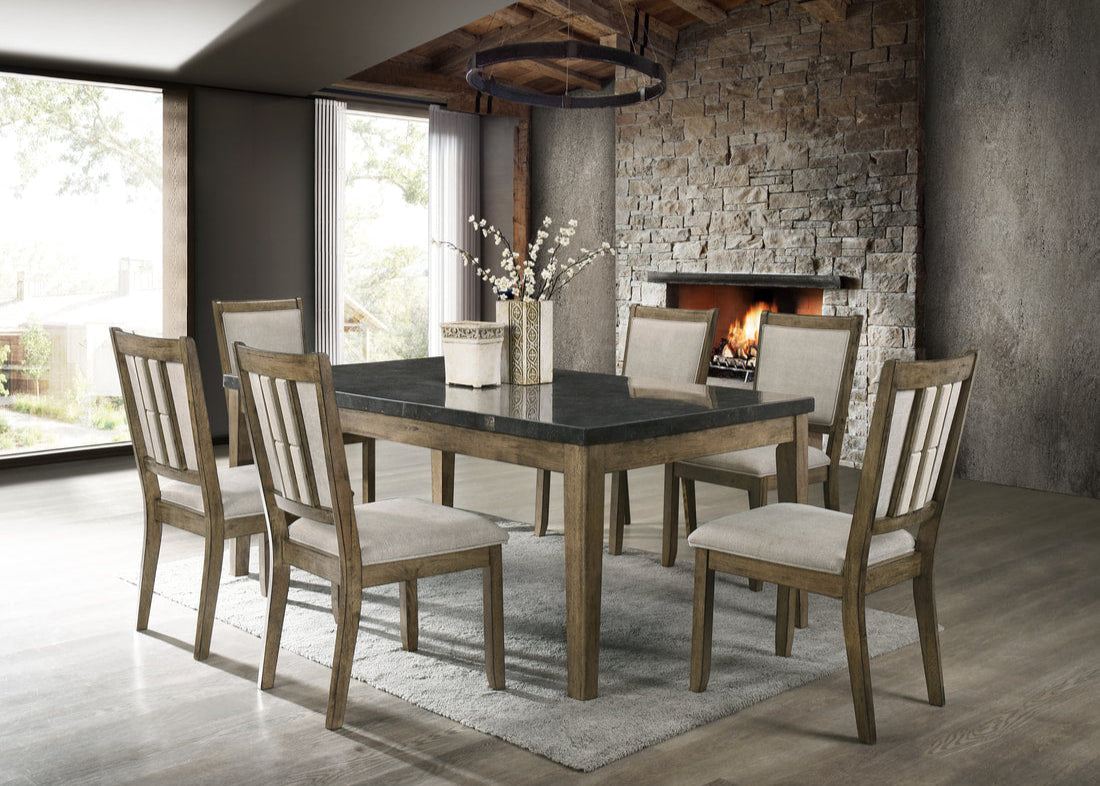 7pcs Melstone Genuine Marble Dining Set