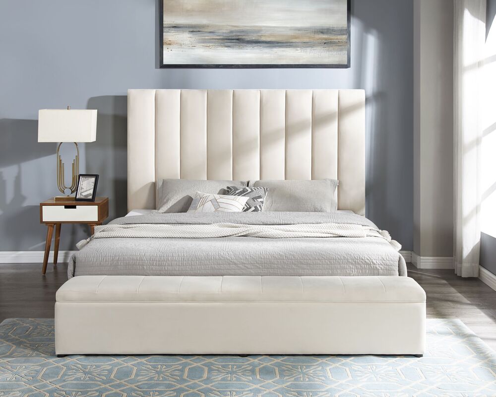 Valencia Beige Storage Bed Frame
