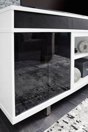 W756-68 White & Black TV Stand