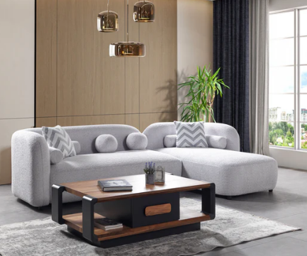 Liva Gray Boucle RAF 110" Sectional