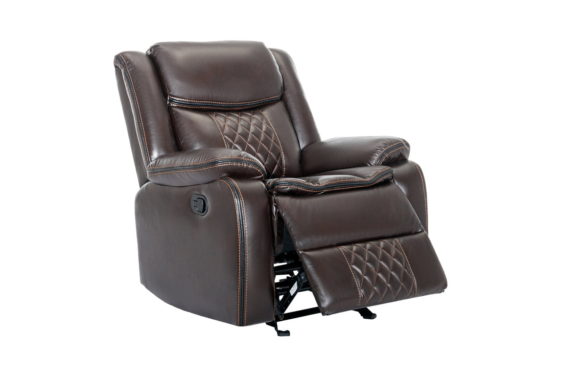 3pcs Weston Brown Espresso Leather Gel Reclining Sofa Set