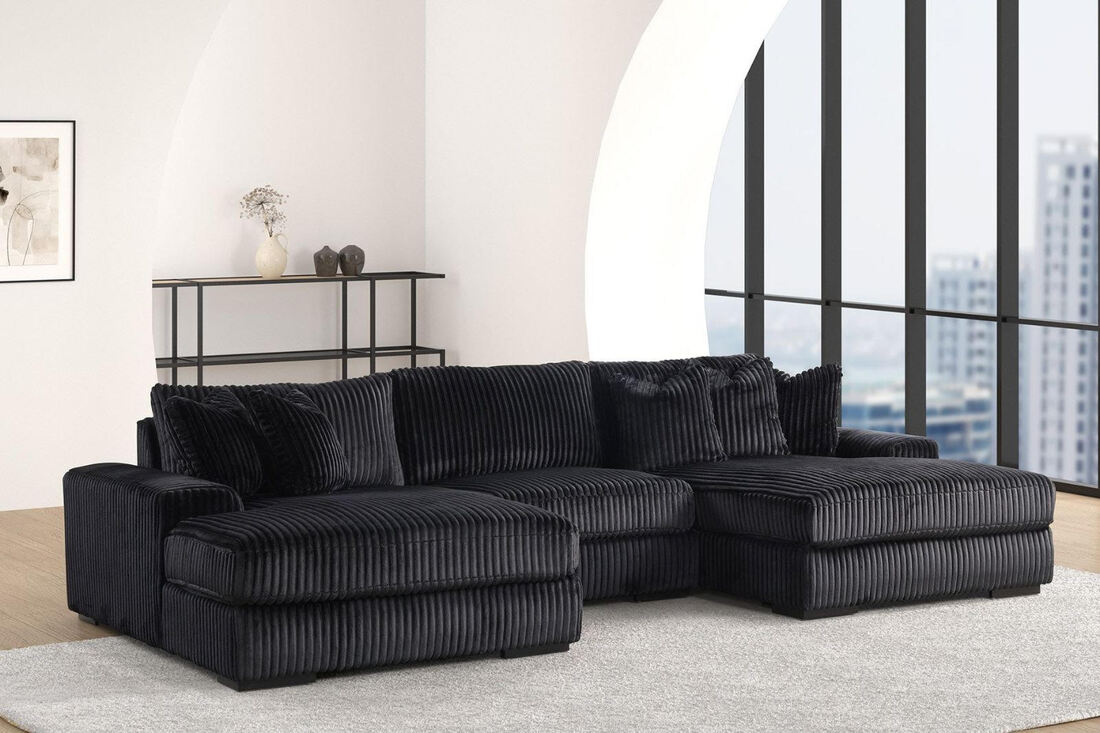 XL Sunday Black Double Chaise Sectional