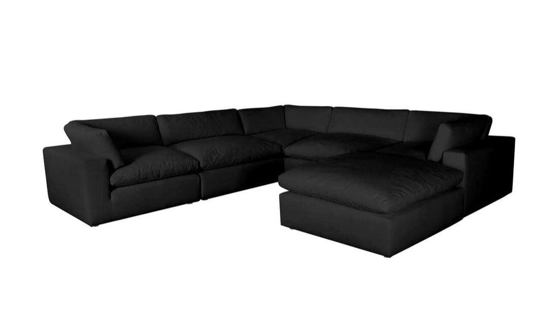 XL Cloud Black Oversized Sectional & Ottoman