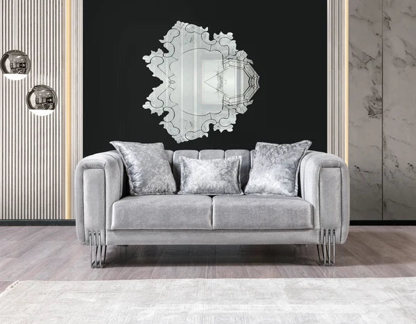 Santana Silver Velvet Loveseat