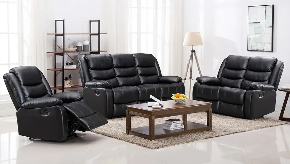 3pcs PU Leather Reclining Sofa Set (Multiple Colors)