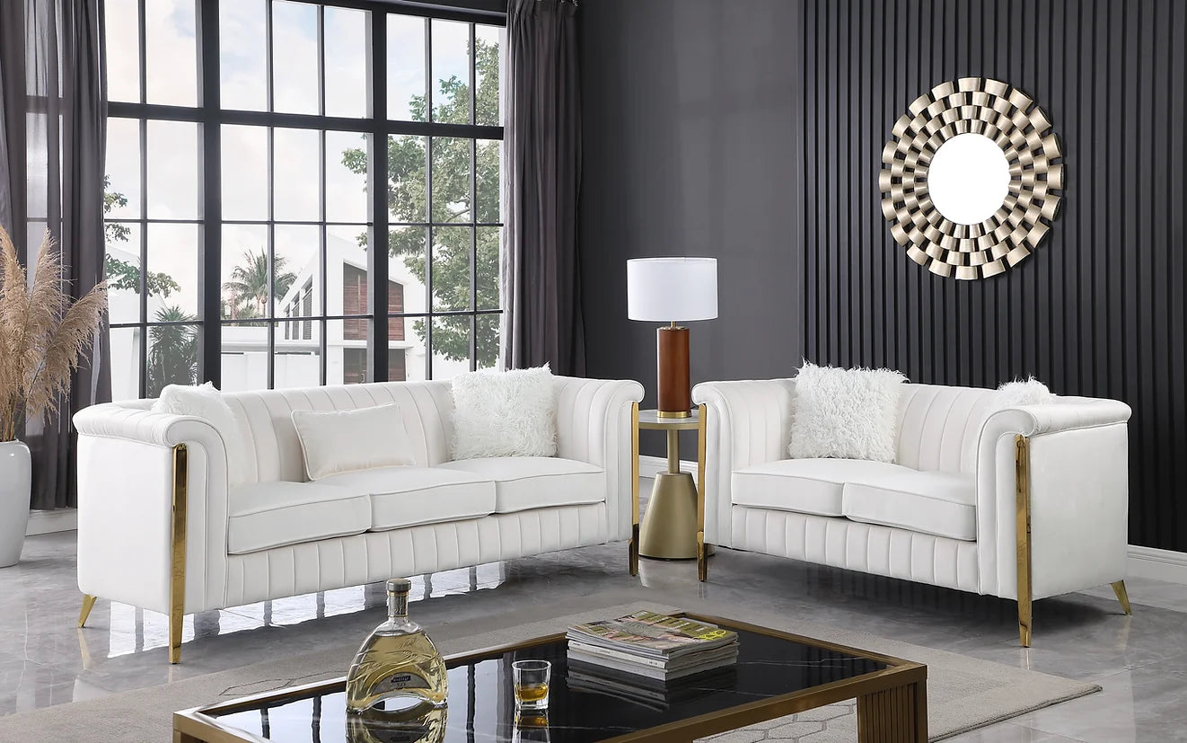 Velvet Tufted Sofa & Loveseat Set