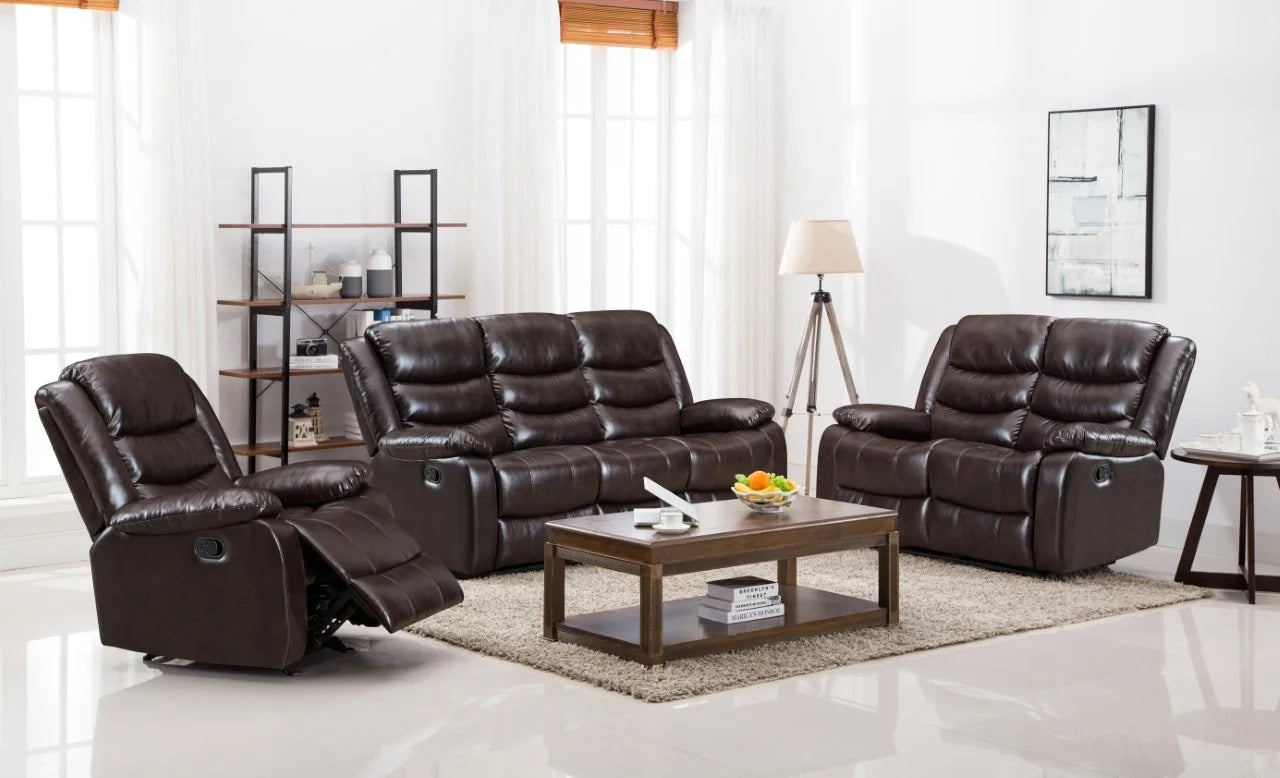 3pcs PU Leather Reclining Sofa Set (Multiple Colors)