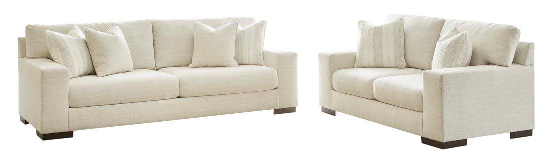 Ivory Fabric Sofa & Loveseat Set